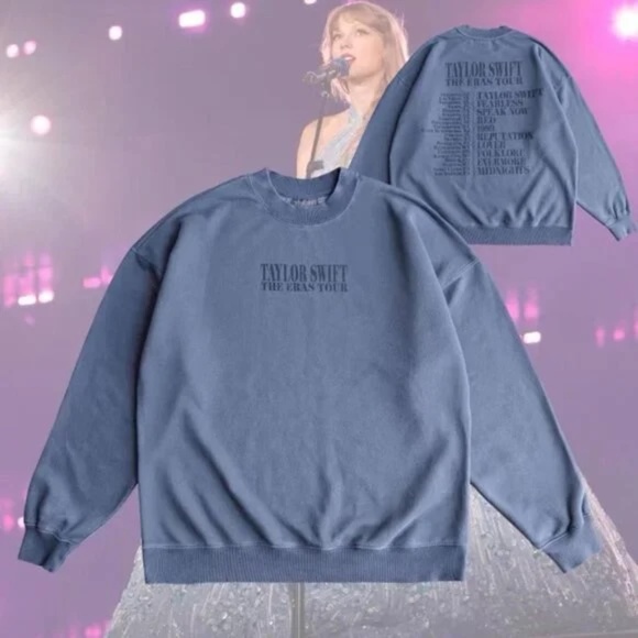 NWOT Taylor Swift Eras Tour 2024 Blue Gray Oversized Sweatshirt - Picture 2 of 8
